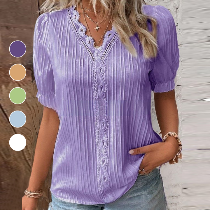 AUREVIA™ | Chic Lace Trim Shirt