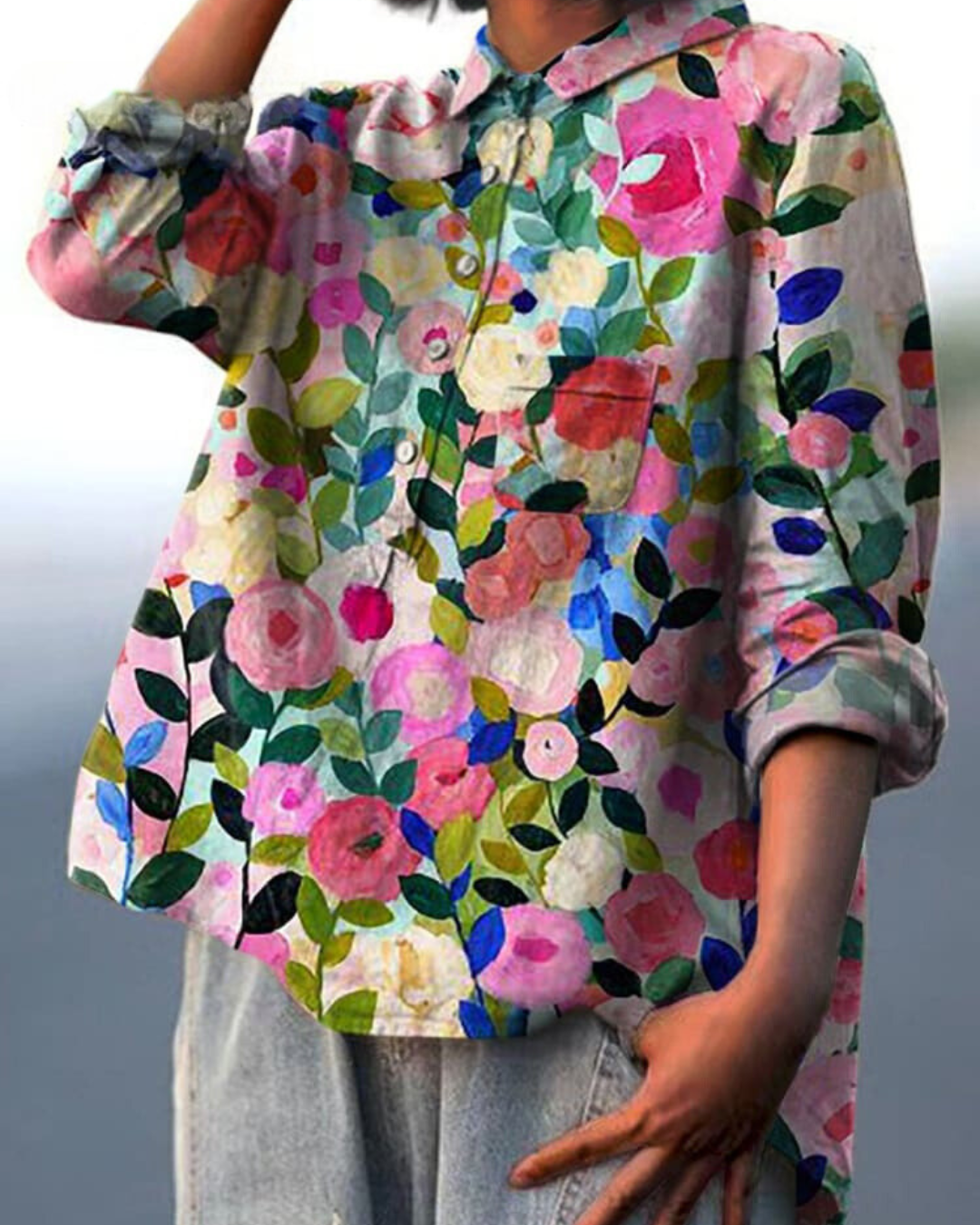 Donna™ - Tummy covering floral shirt